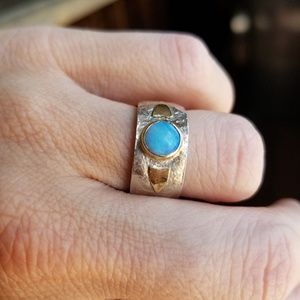 Silver, Gold and Opal Ring